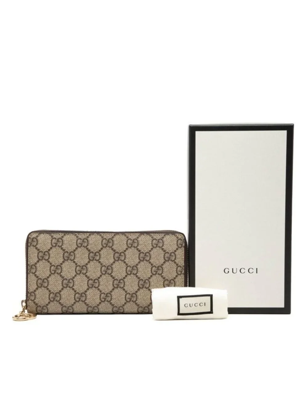 ★SOLD★ Gucci GG Supreme Round Fastener Wallet Beige Brown - Picture 7 of 7